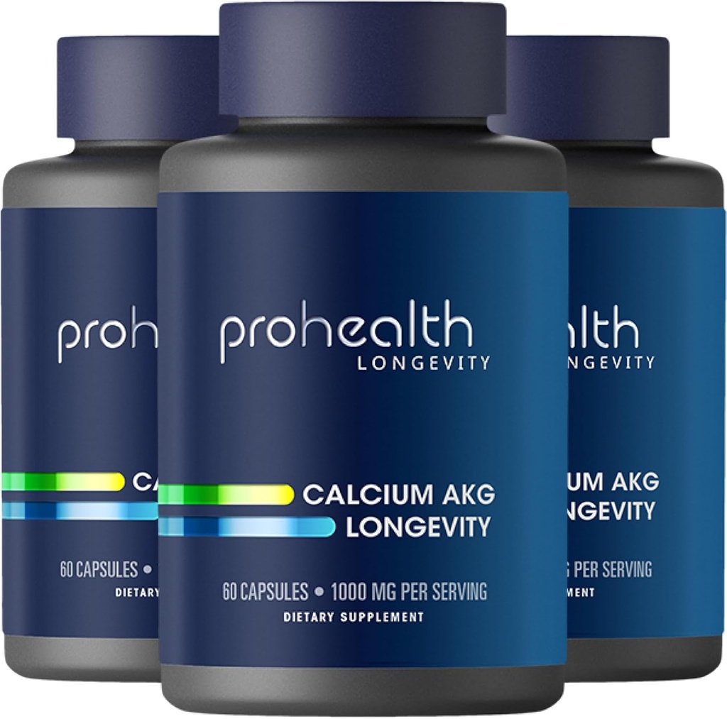 ProHealth, Ca AKG Συμπλήρωμα (Alpha Ketoglutarate) (1. 000 mg ανά 2 Κάψουλες Σερβίρισμα, 60 Κάψουλες). Υποστηρίζει Cellular ενέργεια, μεταβολική λειτουργία και υγιεινές διαδικασίες γήρανσης (3 πακέτο)