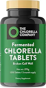 Fermented Chlorella Tablets, Chlorophyll, Green Superfood, Algae Supplement, Heavy Metal Detox, Immune Support, Broken Cell Wall, 1350 Tablets, Non-GMO, Vegan