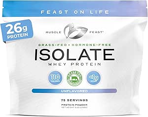Μύες Fast Grass-Fed Whey Protein Isolate, Όλα τα φυσικά ορμονών χωρίς πάστα Αυξημένη, Whey Isolate Protein Powder για άνδρες και γυναίκες, Καθαρό, μη-GMO & Gluten-free, Isolate Protein - Χωρίς γεύση, 5lb