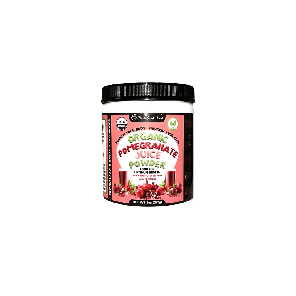 Cherie Sweet Heart USDA Organic Pomegranate Juice Powder, 8 Ounce, Natural Fruit Powder, No Sugar & Additives, Great Flavor for Drinks, Smoothie, & Beverages, Non-GMO & Vegan Friendly