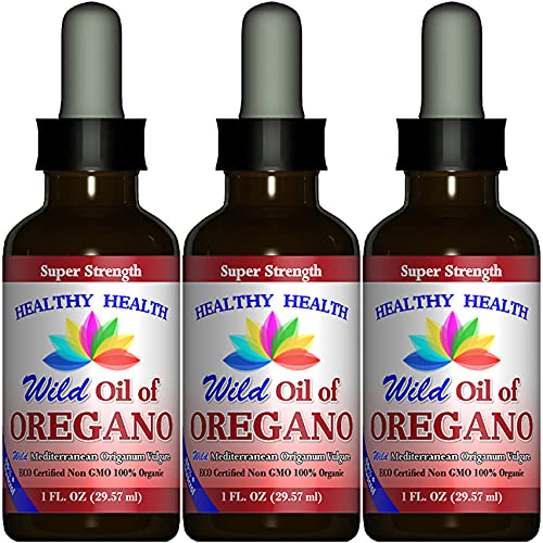 Oregano Oil - Wild Mediterranean - ECO Certified Organic (3 Pack) Super Strength 86% Carvacrol, Liquid, Immune Support, Aceite de Oregano Non GMO 1 fl. Oz