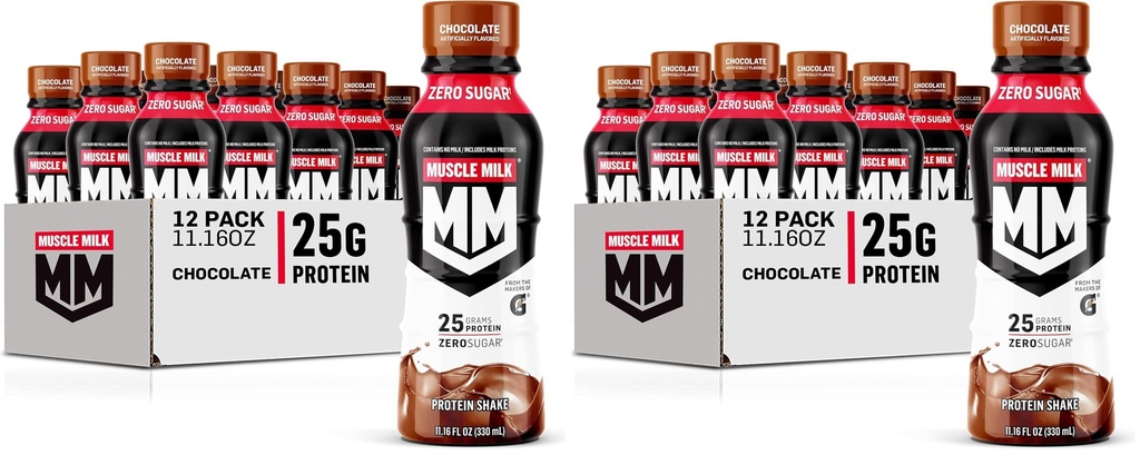 Muscle Milk Genuine Protein Shake,Chocolate,25g Protein,11.16 Fl Oz,Packaging May Vary,(Pack of 24)