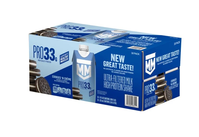 Muscle-Milk Pro33g Protein Shake, Cookies 'n Crème, 11 fl oz (18 Pack) – 33g Ultra Filtered Milk Protein – Zero Added Sugar & Gluten Free – Post Workout Recovery & Meal Replacement Drink