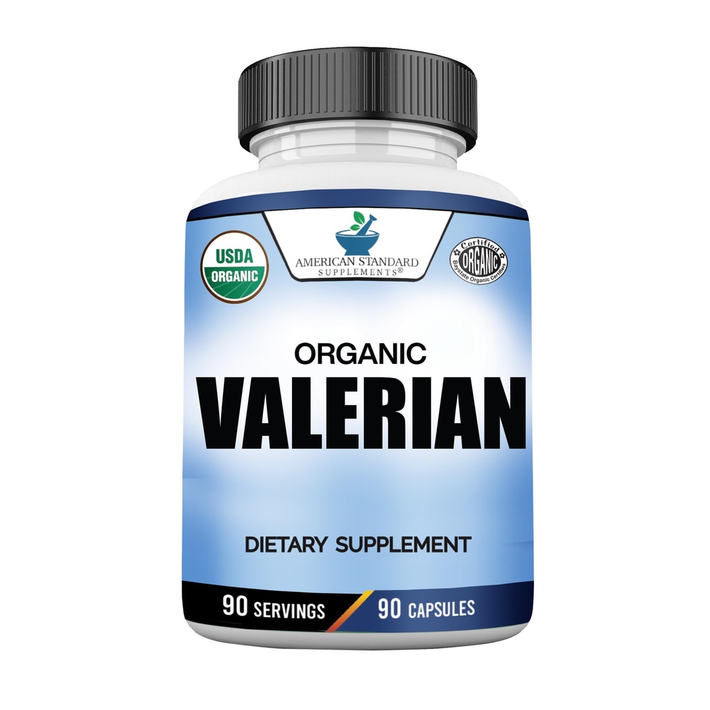 American Standard Supplements Organic Valerian – Vegan, Gluten Free, Non-GMO, 90 Capsules, 90 Servings