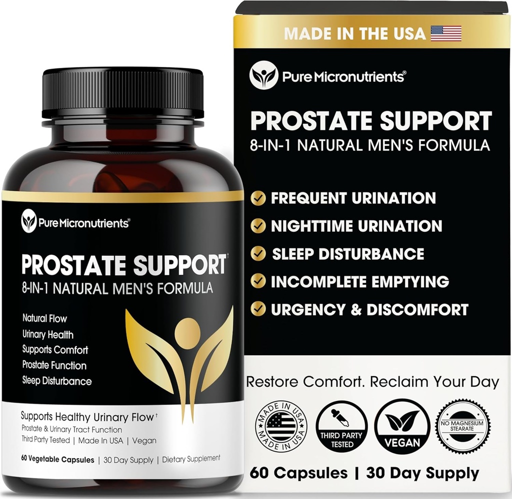Αγνά μικροθρεπτικά Advanced Prostate Health Supplement - Saw Palmetto, Beta-Sitosterol, Stinging Nettle Root, & Lycope - Έλεγχος της ουροδόχου κύστης και συμπληρώματα υποστήριξης για τους άνδρες