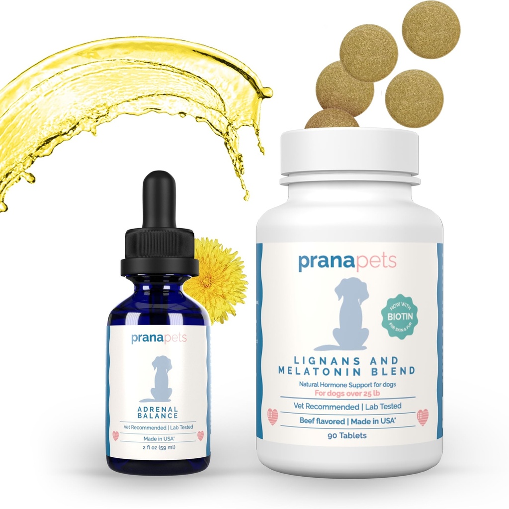 Adrenal Support + Lignans & Melatonin Blend Combo for Dogs Over 25 lbs.