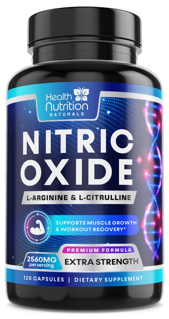 Nitric Oxide Booster 2560mg - Extra Strength L Arginine & Κιτρουλλίνη συμπλήρωμα για άνδρες και γυναίκες - Premium μυών υποστήριξη Nitric Booster - Φυσική ενέργεια & υποστήριξη καρδιάς Υγεία - 120 κάψουλες