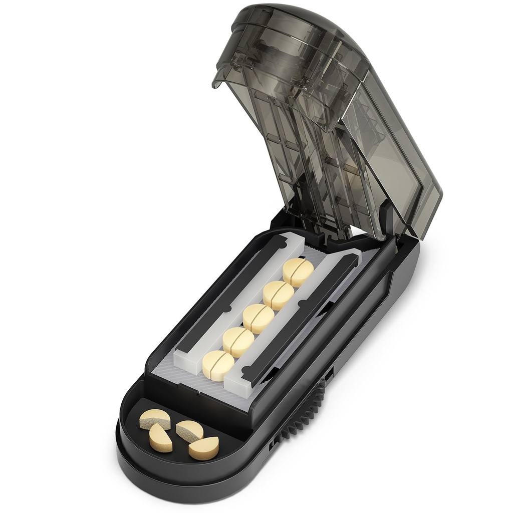 ONE PIX Multiple Pill Cutter Splitter for Small and Tiny Pills, Accurate 1/2 Tablet Splitter with Adjustable Bars & Hidden Blade, Safely Cuts Large Medication for Seniors & Pets, Grey