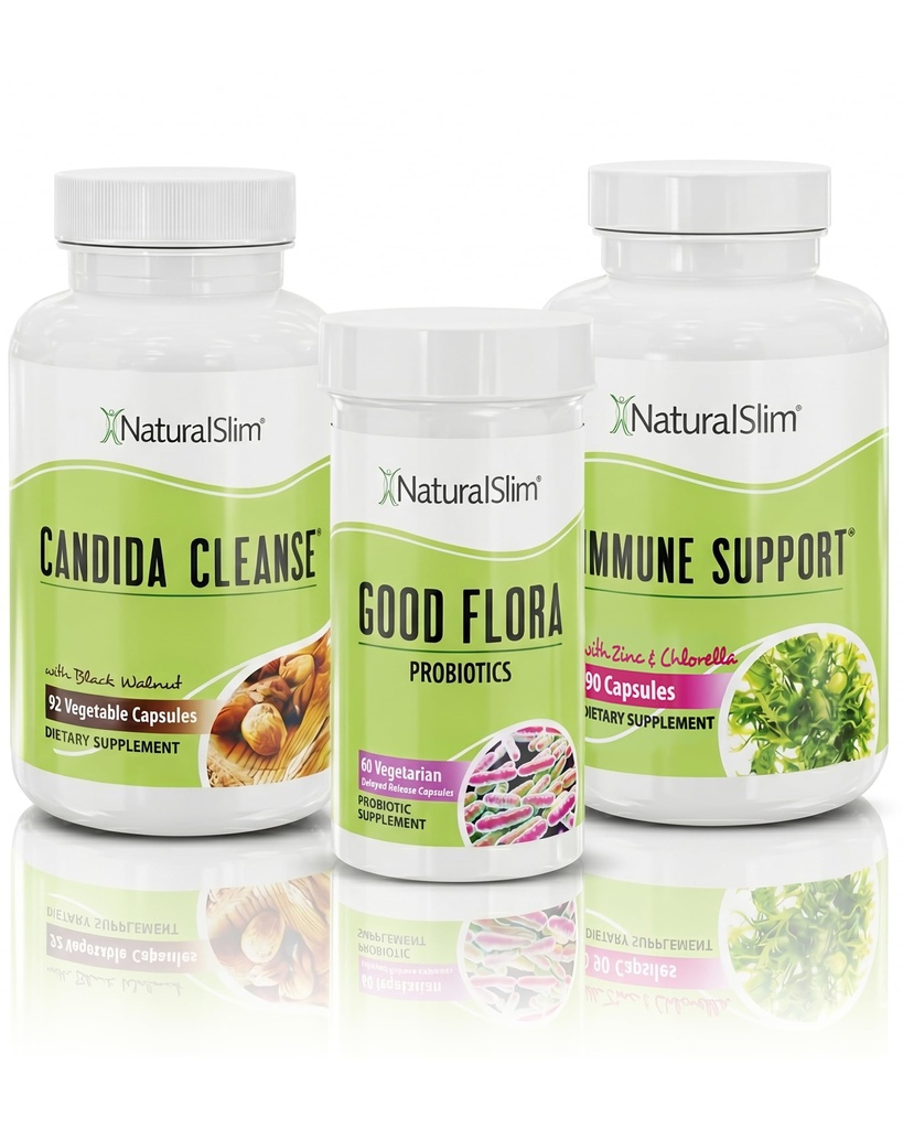 NaturalSlim Candida Cleanse Συμπληρώματα υποστήριξης Bundle - Candiseptic Kit Anti Overgrowth, Gut & Colon Cleansing 242 Κάψουλες Σύνολο - 28 Ημέρες Πρόγραμμα Καθαρισμού Formulated by Frank Suarez (1 Pack)