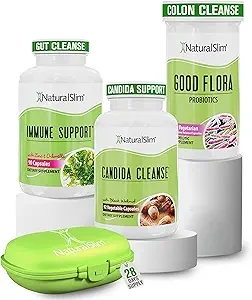 NaturalSlim Candida Cleanse Συμπληρώματα υποστήριξης Bundle - Candiseptic Kit Anti Overgrowth, Gut & Colon Cleansing 242 Κάψουλες Σύνολο - 28 Ημέρες Πρόγραμμα Καθαρισμού Formulated by Frank Suarez (1 Pack)
