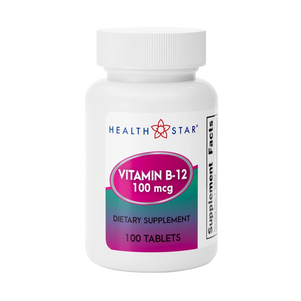 GeriCare Vitamin B-12 100mcg Tablets – Promotes Energy, Cognitive Function & Nervous System Support – Trusted Supplement for Daily Wellness – 100 Count