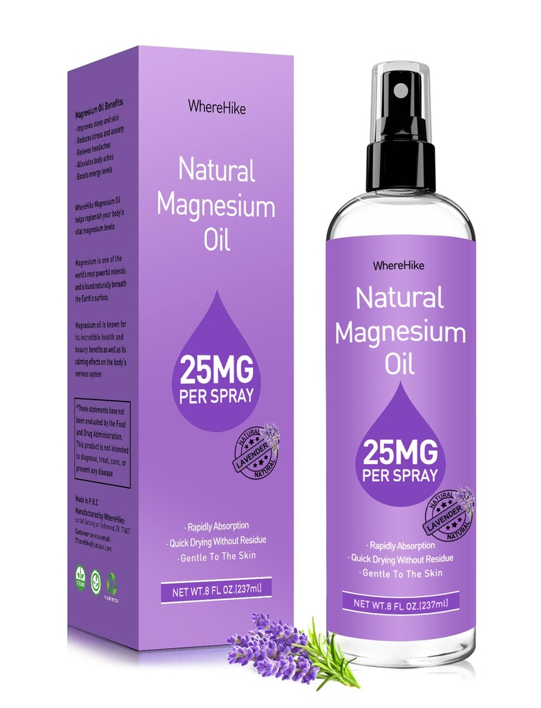 Stilip Magnesium Spray, Pure Magnesium Oil Spray for Feet,Ideal Gift for Muscle Relaxation&Better Sleep,Rapid Absorption,Quick Drying Without Residue-Lavender