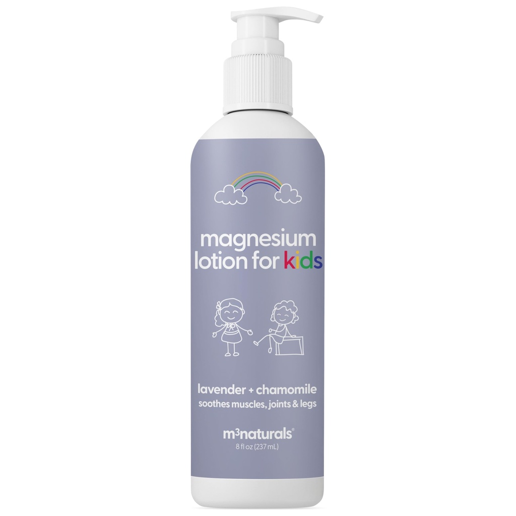 Lavender Magnesium Lotion for Kids & Magnesium Lotion for Babies with Chamomile | Soothes Tired Legs, Supports Restful Sleep, Moisturizes Sensitive Skin, 8 fl oz (237 mL) by M3