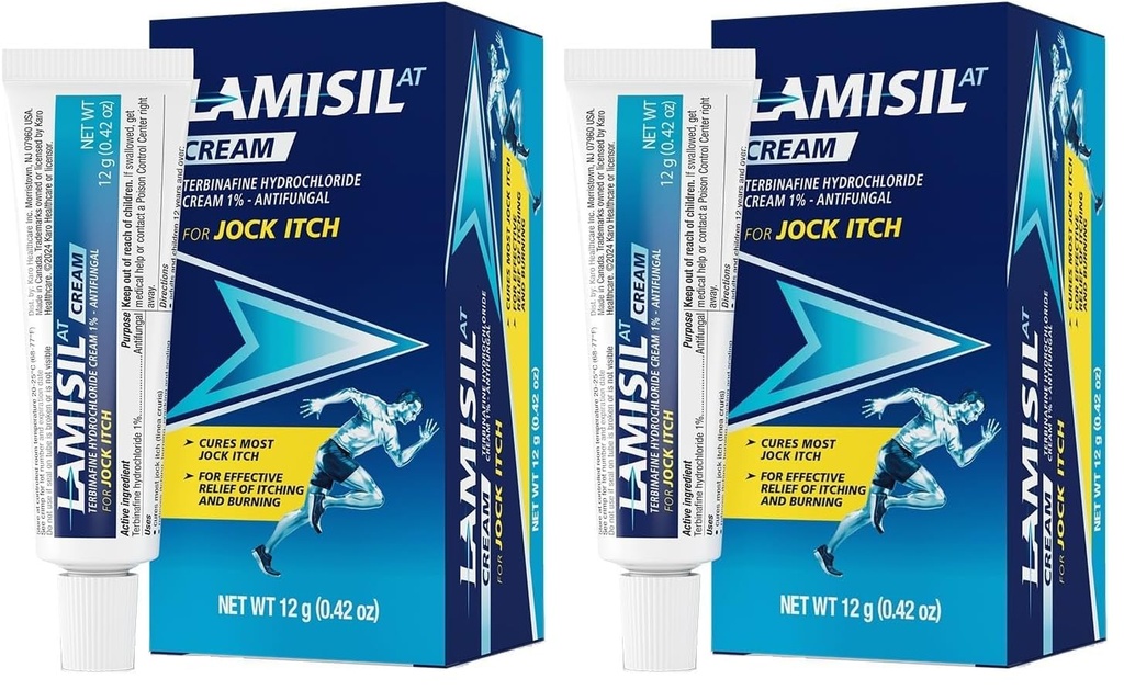 Lamisil Jock Itch Antifungal Cream, 1 Week Treatment, Clinically Proven, Fast and Effective Symptom Relief of Itching, Burning and Redness. 42 oz (12g) (Pack of 2)