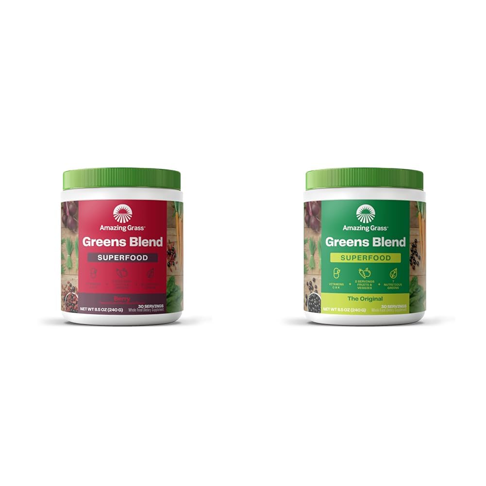 Amazing Grass Greens Blend Superfood: Super Greens Powder Smoothie Mix with Organic Spirulina & Greens Blend Superfood: Super Greens Powder Smoothie Mix for Boost Energy