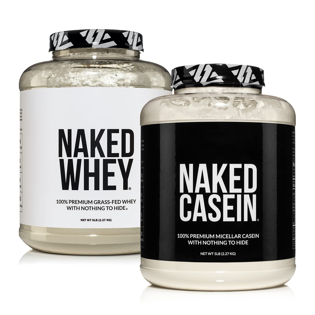 NAKED Grass Fed Protein Bundle: 5LB Χωρίς γεύση Ορός γάλακτος και 5LB Άγευστη καζεΐνη