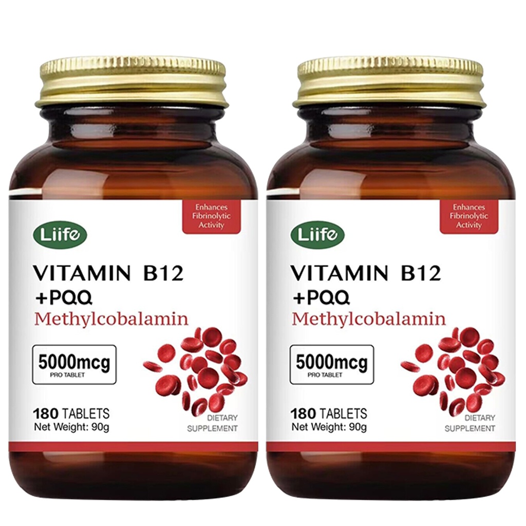 LIIFE Methylcobalamin (Higher PQQ + Vitamin B12) 5000 mcg | Boosts Antioxidant Power & Mitochondrial Support, Promotes Brain & Nerve Health | 360 Chewable Tablets, Gluten-Free Formula, Cherry Flavor