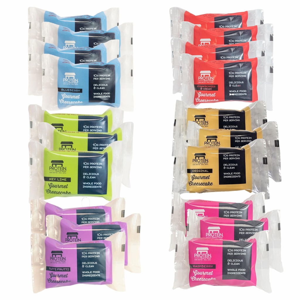 Low Carb Protein Cheesecake Bars | High Protein, Gluten-Free, Clean Ingredients Snack Bars (12, Variety)