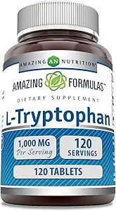 Amazing Formulas L- Tryptophan 1000mg Tablets Supplement 