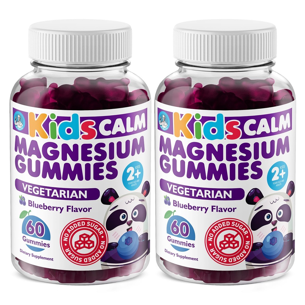 DR. MORITZ Sugar-Free Calm Magnesium Gummies for Kids and Adults - Non-GMO Magnesium Citrate Gummies - Blueberry Flavor - 2-Pack (60 Count)