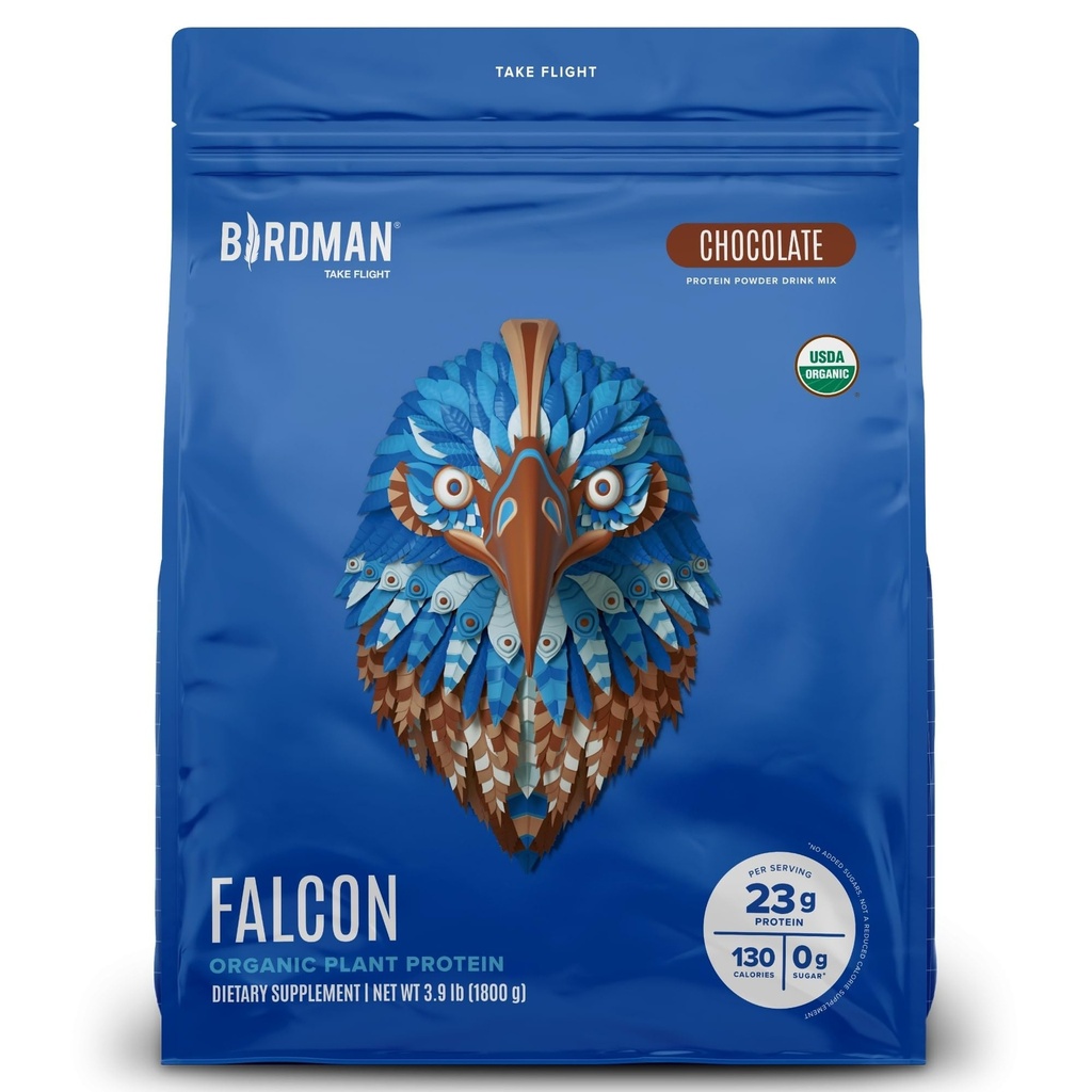 BIRDMAN Falcon Vegan Protein Powder Organic, Stevia & Sugar Free, Πρωτεΐνη με βάση το φυτό, Χαμηλό Καρβίδιο, Γαλακτοκομικά Χωρίς, Κέτο, Πρωτεΐνες μη Whey, Προβιοτική, Πρωτεΐνη Pea 