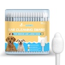 Large-Head Dog Ear Swabs, Gourd Cotton Tips, 56 pcs | Soft cotton-paper sticks in sealed packs for folds, paws, post-play cleanup, bathroom or travel.