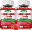 2 τεμ. Κιτρικό κάλιο Gummies – Συμπλήρωμα καλίου για την υγεία των μυών, ανάγλυφο ποδιού & ηλεκτρολυτικό ισοζύγιο, Vegan, μη GMO, χωρίς γλουτένη, άρωμα σμέουρων, 120 κόμης