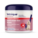 Vetnique Oticbliss Cat & Dog Ear Wipes - Dog Ear Infection Wipes or Dog Ear Cleaner Wipes for Dirty, Waxy, Smelly Ears, Odor Control with Aloe Vera & Salicylic Acid (Medicated Ear Wipes (50ct))