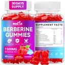 Berberine Gummies 1500mg – High Potency Berberine Supplement with Ceylon Cinnamon and Milk Thistle – Supports Glucose Metabolism & Natural Liver Function – Vegan, Sugar-Free, Non-GMO – 60 Count