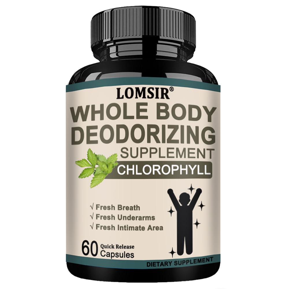 Whole Body Deodorizing Supplement - Full Body Deodorizer Capsules with Chlorophyll Complex Vitamins for Women Men - 60 Capsules