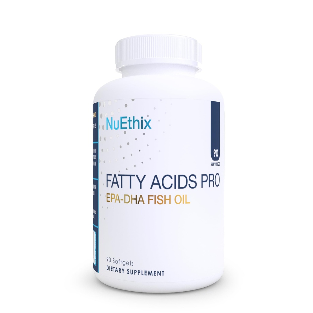 NuEthix Formulations Fatty Acids Pro EPA-DHA Fish Oil Dietary Supplement, Super Concentrated and Purified Fish Oil Blend for Optimal Wellness, 90 Gel Capsules