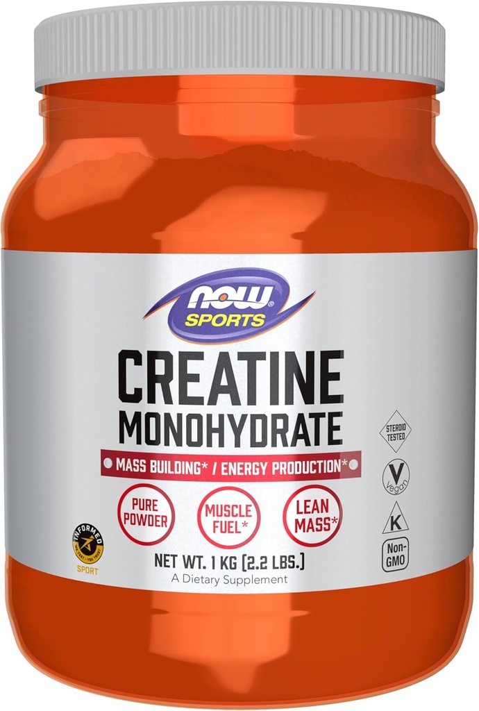 NOW Τρόφιμα Αθλητική Διατροφή, Creatine Monohydrate Powder, Mass Building*/Energy Production*, 2.2-Pound