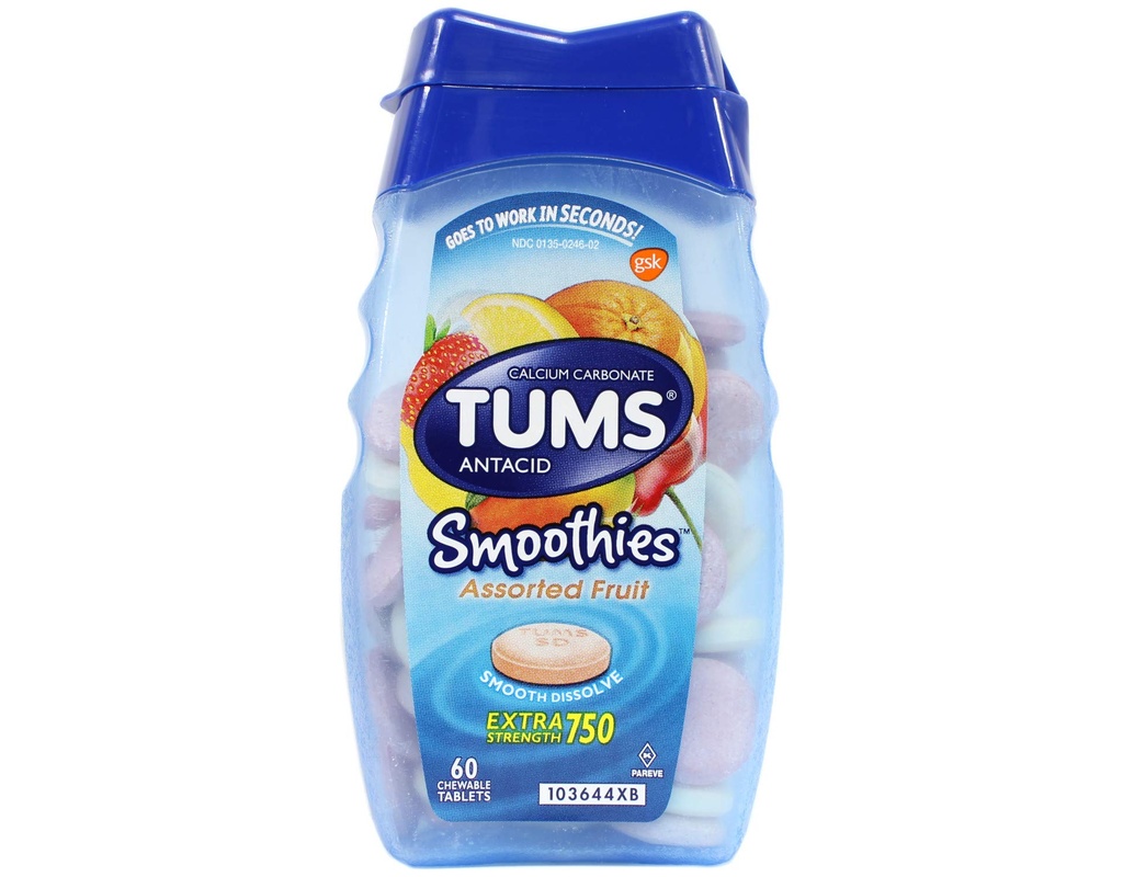 Tums Tropical Fruits Smoothies Assorted 60 Tablets