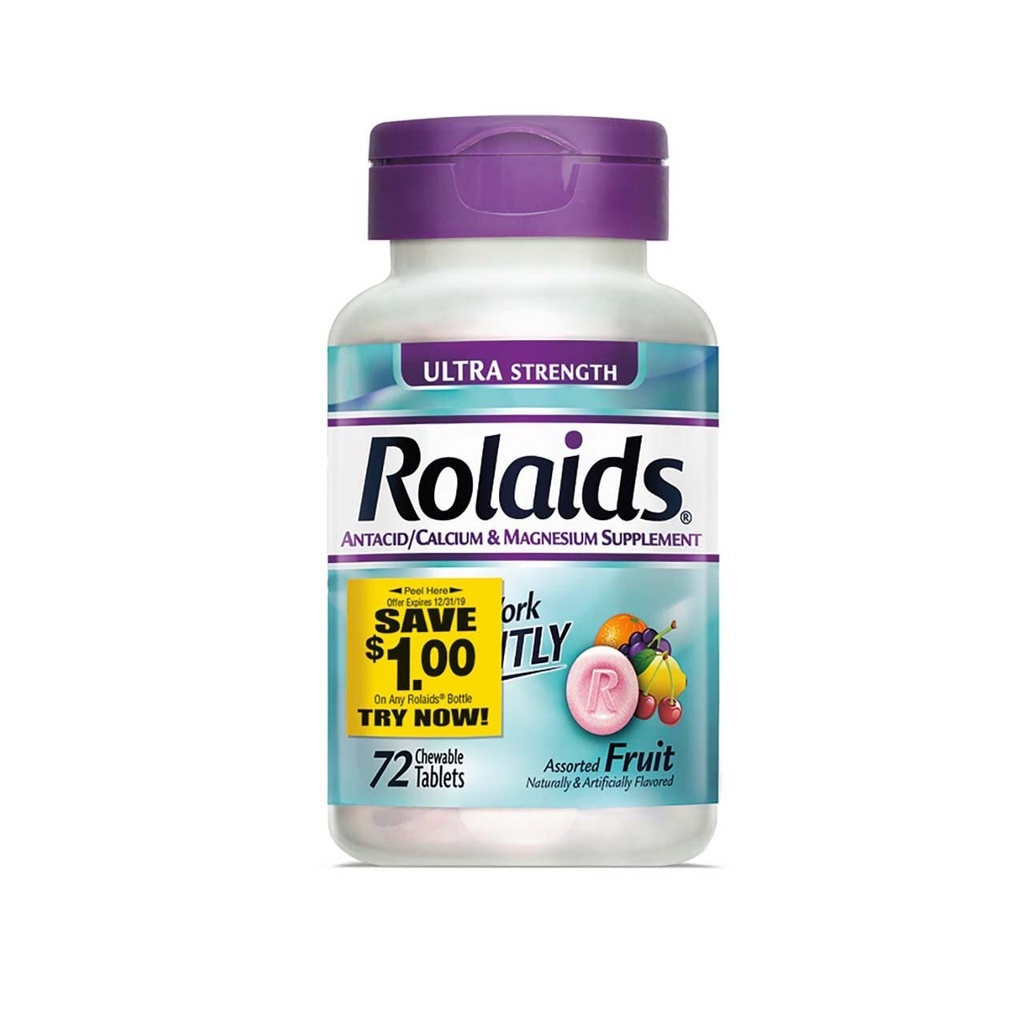 Rolaids Ultra Strenght Chewable Tablets Assorted Fruit - 72 Ct, Pack of 2
