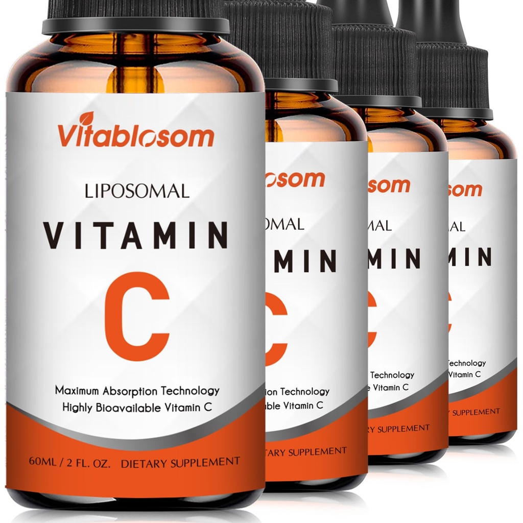 Vitablosom Liposomal Vitamin C 2000mg Liquid for Adults, High Absorption VIT C, Maximize Vitamin C, Immune System & Antioxidant Support, 60ML (4 Bottle)