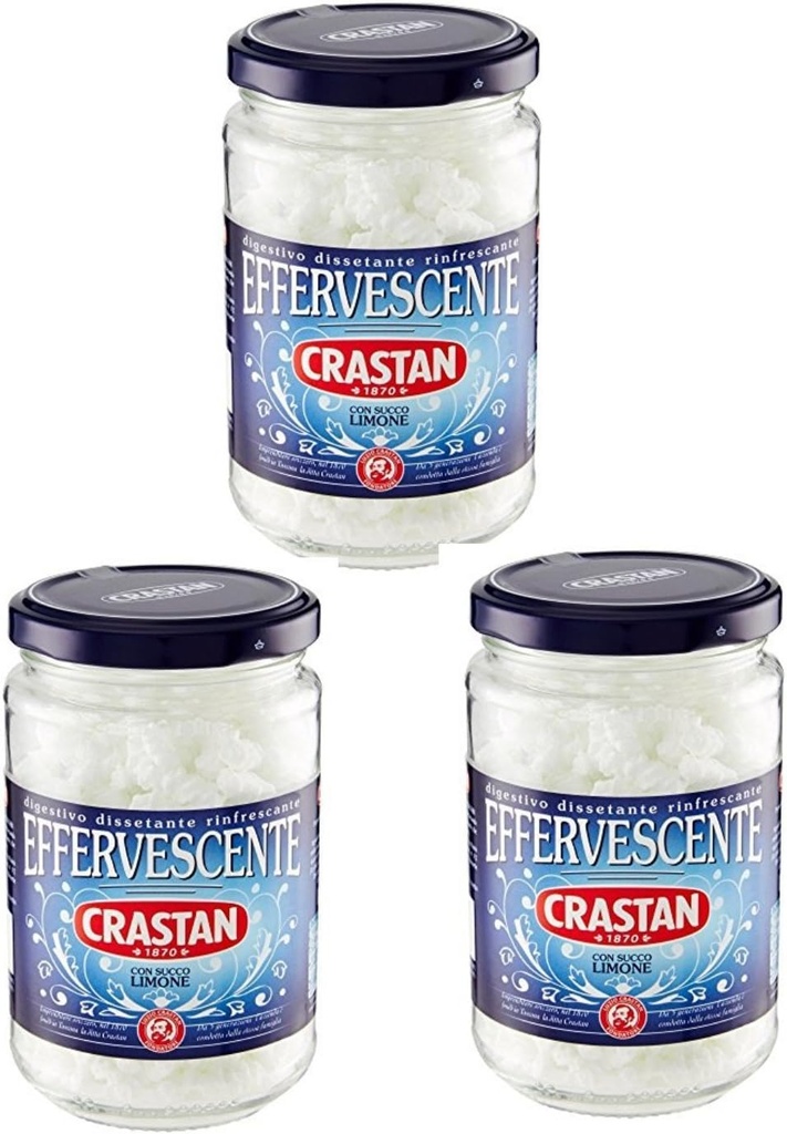 Crastan: Effervescent Antacid Granules with Lemon Juice,100 g /3.38 fl.oz Glass Jar, Pack of 3