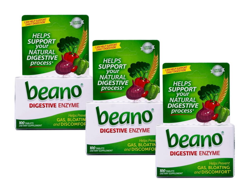 Beano Food Enzyme, 100 Tablets Each (Value Pack of 3)