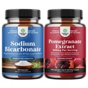 Bundle of High Purity Sodium Bicarbonate Capsules for Digestive Health Support & pH Balance and Advanced Antioxidant Superfood Pomegranate Supplement - Pomegranate Extract Polyphenols for Heart Health