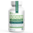 Pure Sodium Bicarbonate 650 mg Capsules - Sodium Bicarb for Alkaline Balance & Daily Wellness Support – Fast-Dissolving Bicarbonate of Soda Pills - Single Ingredient Delayed Release 120 Count