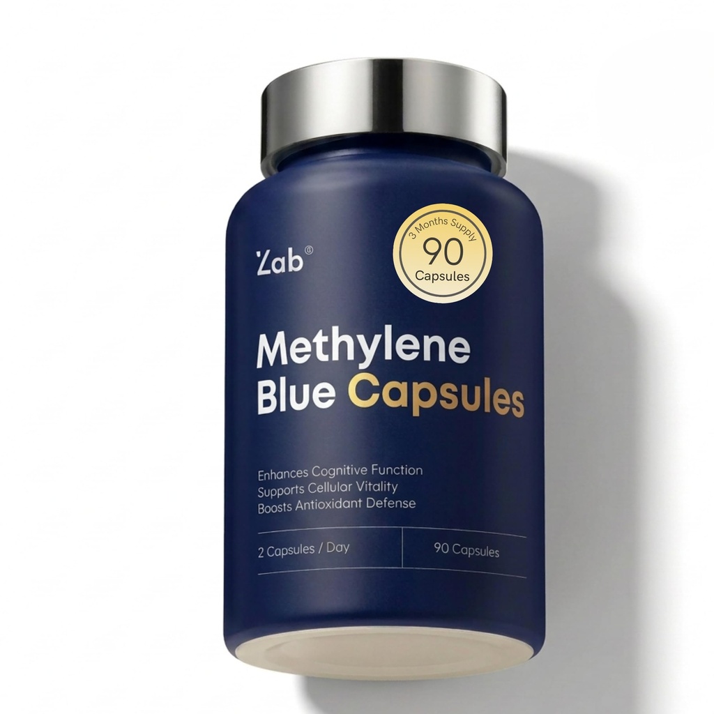 ZAB Pharmaceutical Grade Supplement Methylene Blue Capsules, Brain Supplement for Humans with Vitamin C & B Complex, Blue Methylene 10 mg per Capsules, Memory, Clarity & Cognitive Support