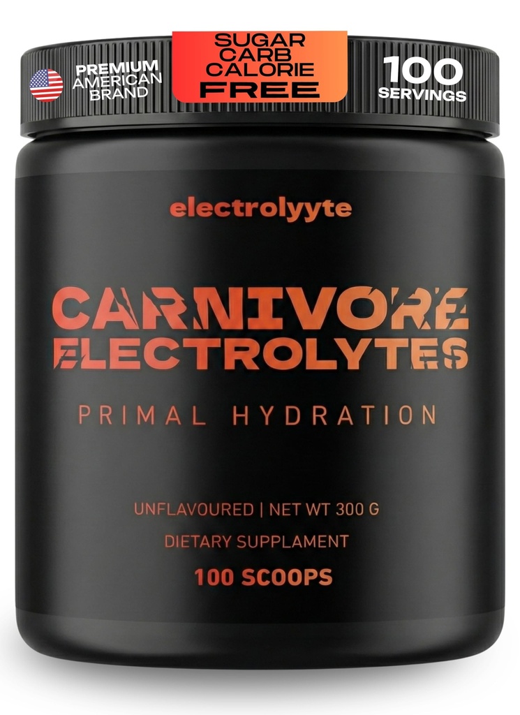 Carnivore Electrolytes - Zero Carb Hydration Powder for Carnivore Diet, Keto Friendly — Balanced Electrolyte Support for Energy, Strength & Recovery - 100 Scoops