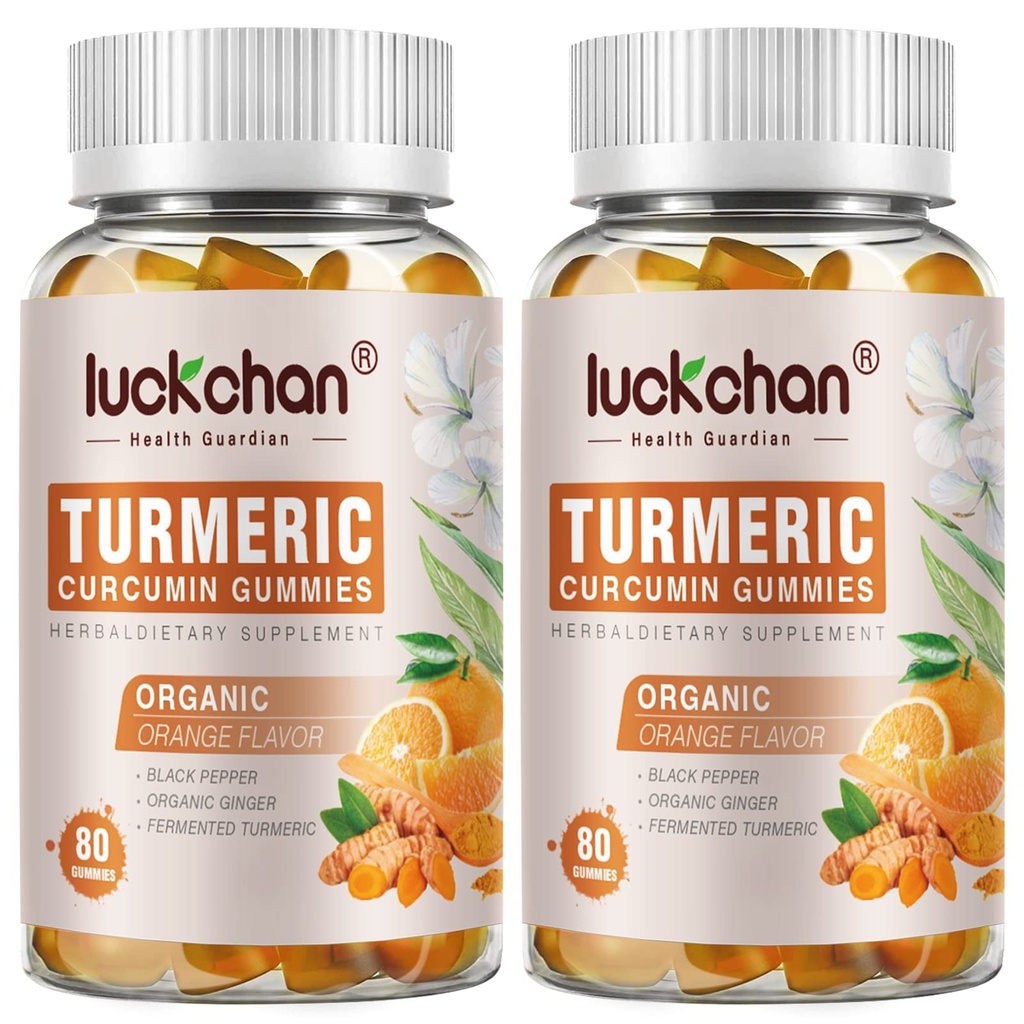 Turmeric and Ginger Gummies (2 Pack) - Turmeric Curcumin with Black Pepper & Ginger Supplements for Immune Support Healthy Skin - Vegan Turmeric Gummies for Adults - Gluten Free, Low Sugar