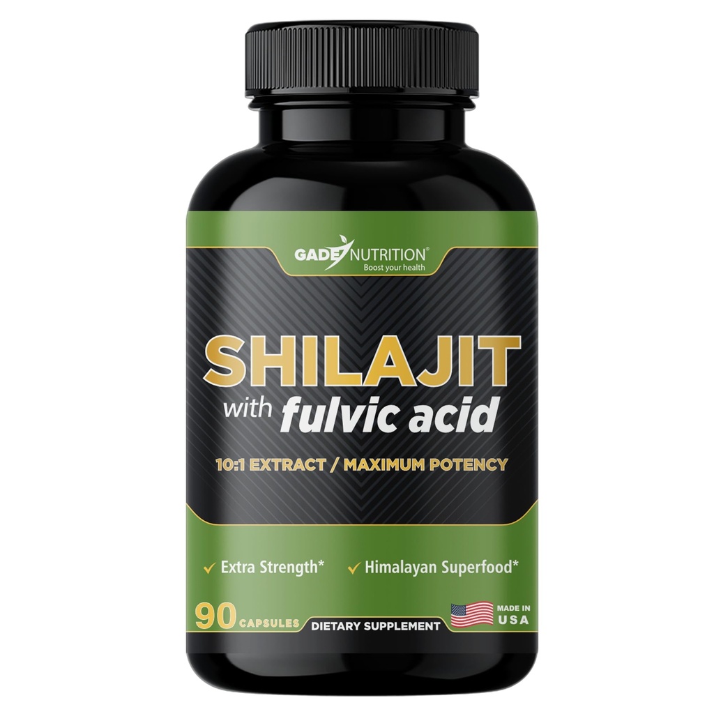 Gade Nutrition Pure Shilajit Capsules | Himalayan Shilajit with Fulvic Acid and Essential Minerals to Combat Fatigue | Veggie Capsules | Made in USA