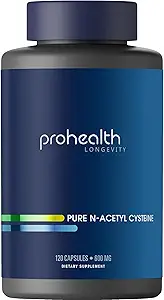 ProHealth Pure NAC – N-Acetyl Cysteine – Ηπατική και ανοσοποιητική υποστήριξη, Αντιοξειδωτικό και Glutathion Boost, Κυτταρική υγεία 600 mg ανά καψάκιο 