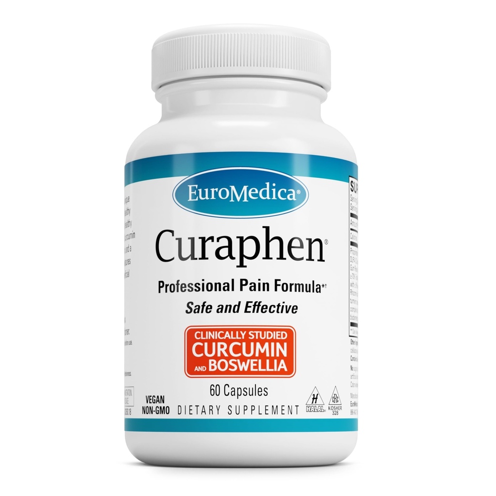 EuroMedica Curaphen - 60 Capsules - Professional Pain Formula - Potent Curcumin & Boswellia with DLPA & Nattokinase - Clinically-Studied Ingredients, Highly Absorbable - 60 Servings