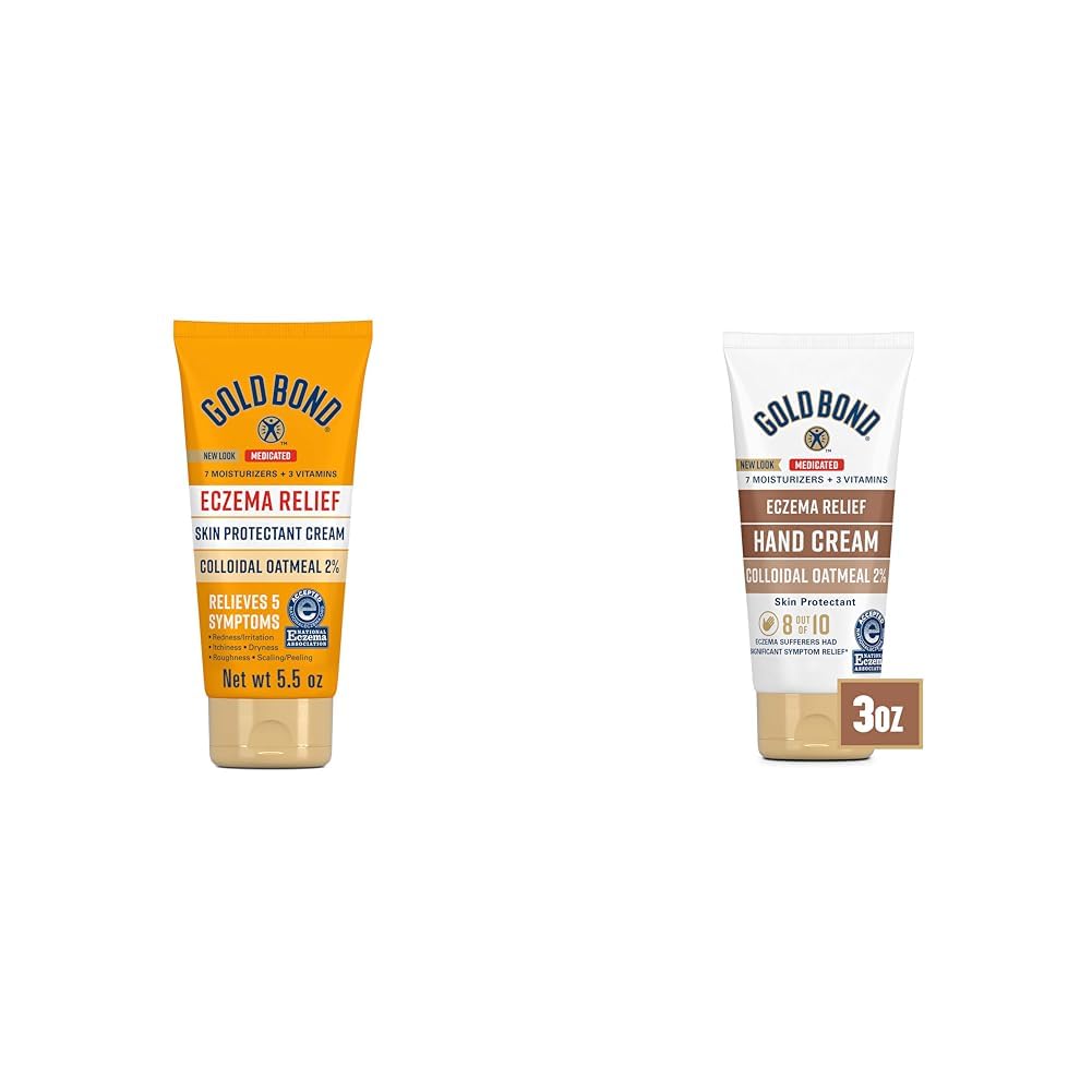 Gold Bond Eczema Relief Cream and Hand Cream Bundle with 5.5 oz and 3 oz Tubes, 2% Colloidal Oatmeal