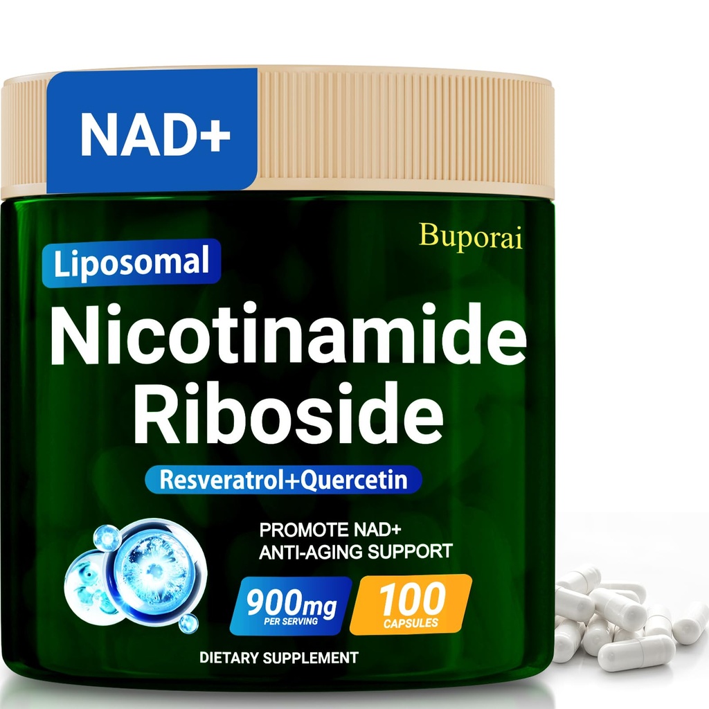 NAD+ Supplement, Liposomal Nicotinamide Riboside 900mg with Resveratrol & Quercetin, NMN Supplement Alternative for Anti-Aging, Energy-100 Capsules