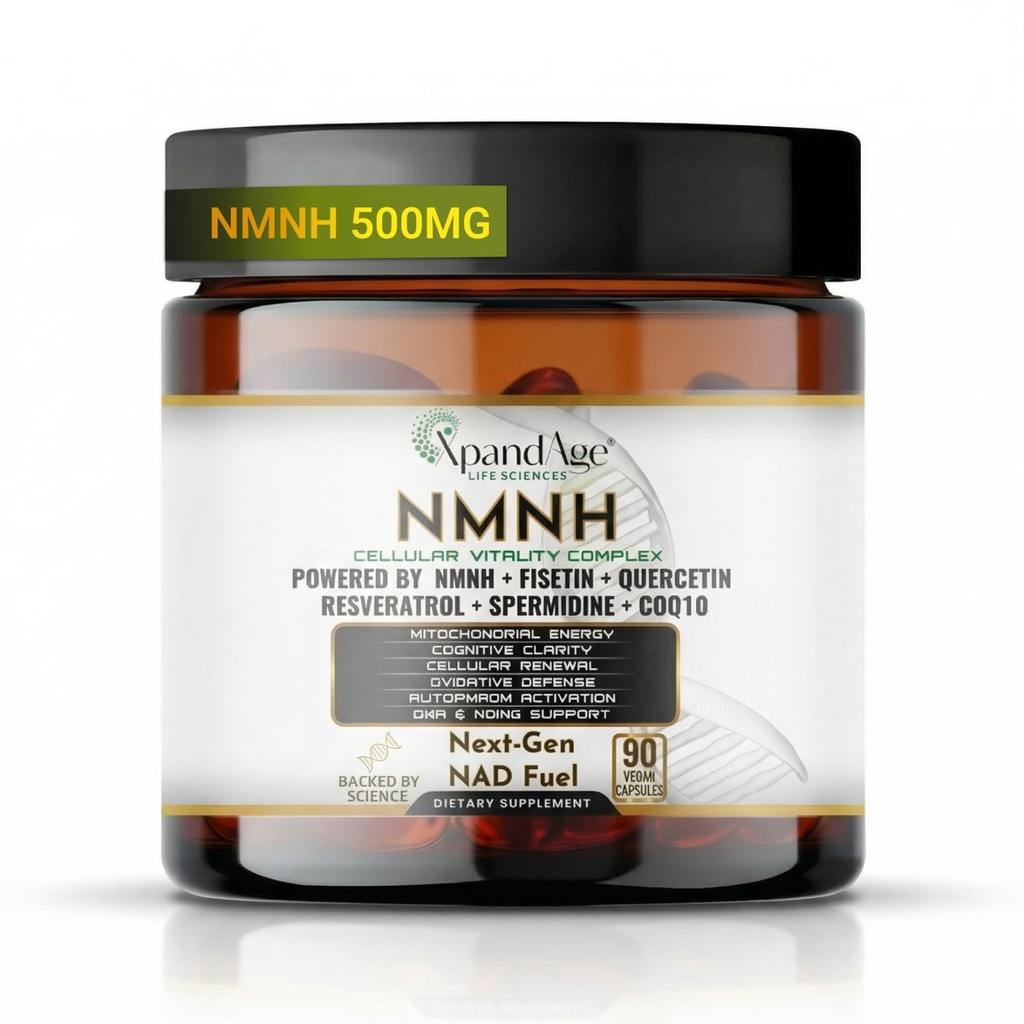 Xpandage NMNH 500mg Supplement – Best NMN Alternative with Fisetin, Resveratrol, Quercetin, Spermidine & CoQ10 | Cellular Health, Healthy Aging & Immune Support | 90 Vegan Capsules