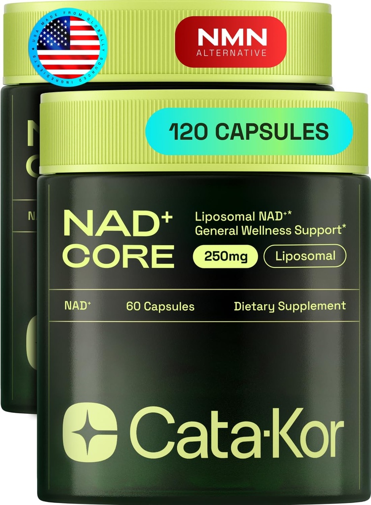 Cata-Kor NMN Supplement Alternative – Liposomal NAD+ Supplement - NAD CORE 60-Day Supply 120 Capsules