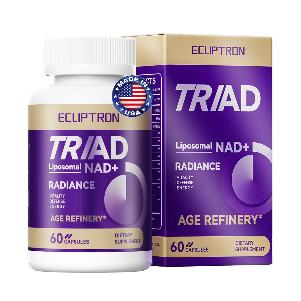 NAD+ Supplement for Women & Men 1800mg - Liposomal NAD Plus with Nicotinamide Riboside & Resveratrol, Anti-Aging | Mitochondrial Health | Radiant Skin - 60 Capsules